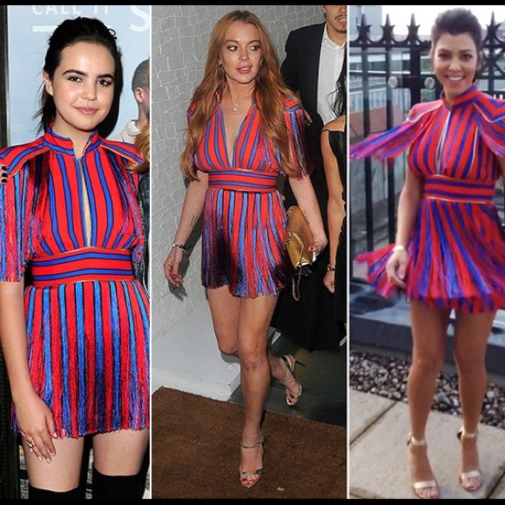 Red and Blue Fringe Dress